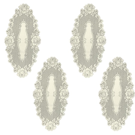 Heritage Lace 12 x 24 in. Vintage Rose Doilies, Ecru - Set of 4 VT-1224E-S